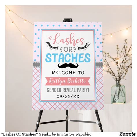 Lashes Or Staches Gender Reveal Party Welcome Foam Board