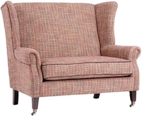 This Unique Herringbone Loveseat Settee Has A Traditional Wingback