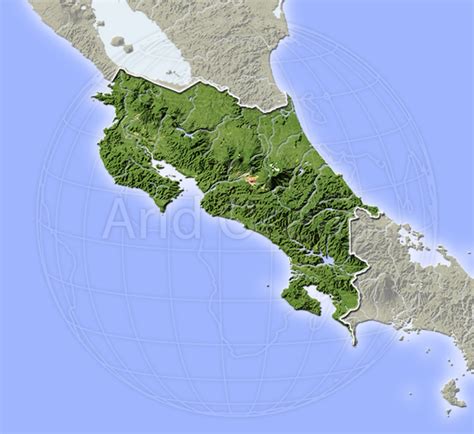 Costa Rica Shaded Relief Map