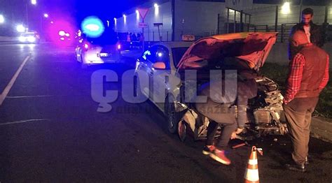 Ticari taksi ile otomobil kavşakta çarpıştı 4 yaralı Yerel Çorlu