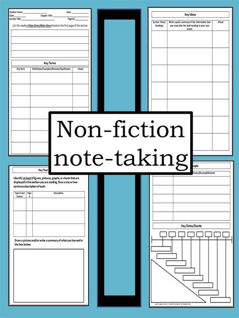 4 Page Non Fiction Note Taking Template For Middle And High School