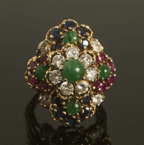 Ruby Emerald Sapphire Diamond 18k Ring Witherells Auction House