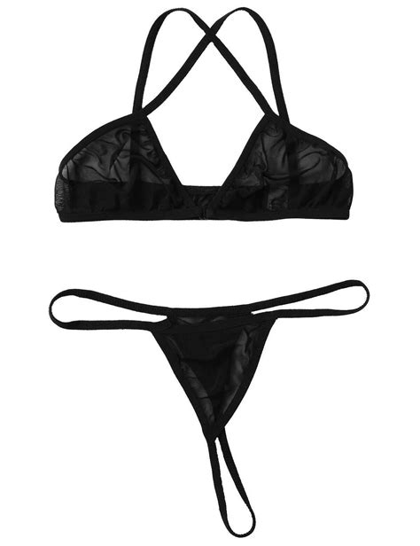 womens sexy sheer mesh bikini set swimwear swimsuit bathing suit beach underwear ebay