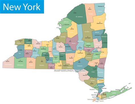 Mapa de Nueva York Político Con Nombres Imágenes HD 2022