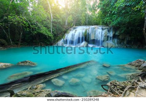 Beautiful Waterfall Sunlight Rays Deep Forest Stock Photo Edit Now