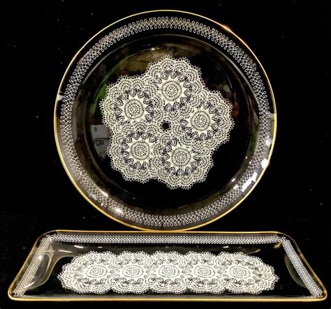 Sold Price Vintage Doily Glass Tray And Plate October 6 0121 1000 Am Mst