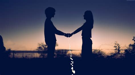 Man And Woman Holding Hands During Sunset In Silhouette Photography Hd Wallpaper Wallpaper Flare