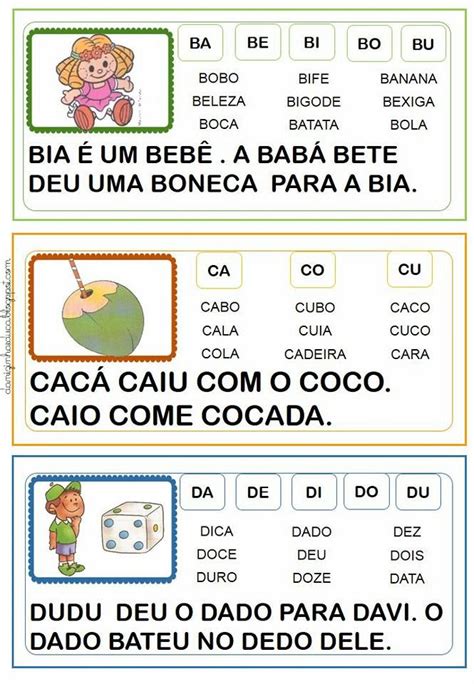 Fichas De Leitura Com Frases Para Imprimir Educação E Transformação FE0