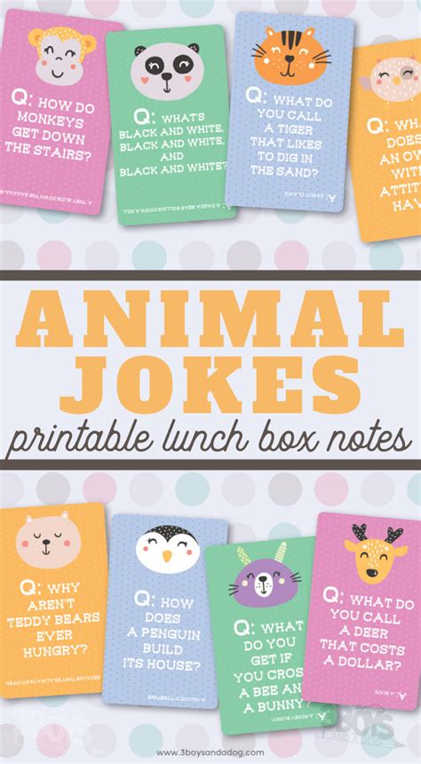 Adorable Animal Jokes Lunch Box Notes
