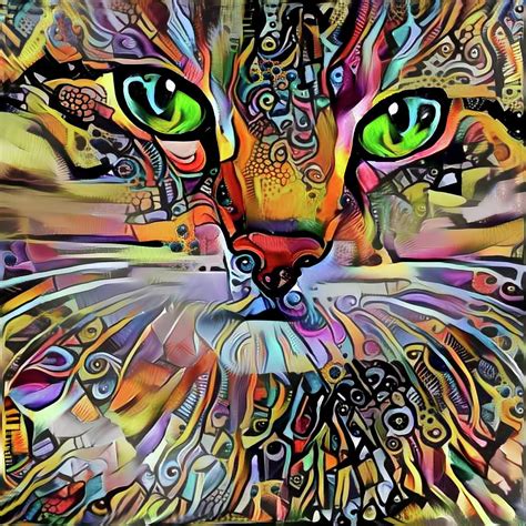 Sadie The Colorful Abstract Cat Digital Art By Peggy Collins