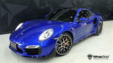 Porsche 911 Turbo S Blue Metallic Wrap Wrapstyle