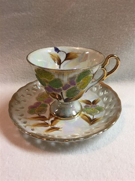 Vintage Japan Iridescent Sterling China Teacup And Saucer Etsy Tea Cups China Cups China