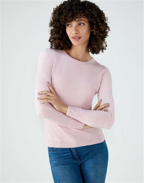 Powder Pink Cashmere Slim Fit Crew Neck Sweater Pure Collection