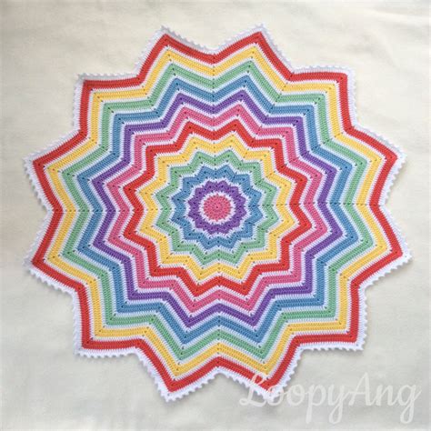 Crochet Rainbow Baby Blanket Pointed Star Afghan Etsy