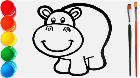 Kudanil Mewarnai Cara Menggambar Kuda Nil How To Draw Hippopotamus