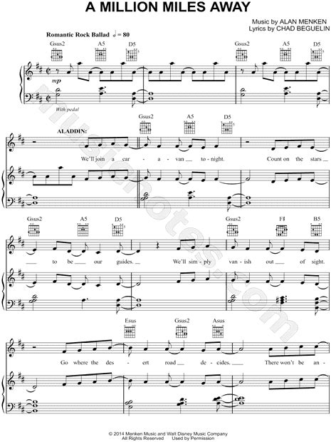 A Million Miles Away From Aladdin The Musical Sheet Music In D