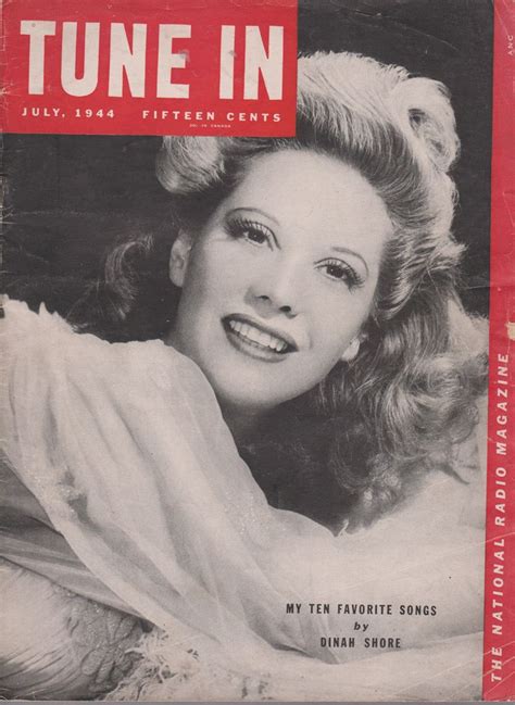 Dinah Shore On The July 1944 Tune In Dinah Vintage Music Music Star Behind The Scenes