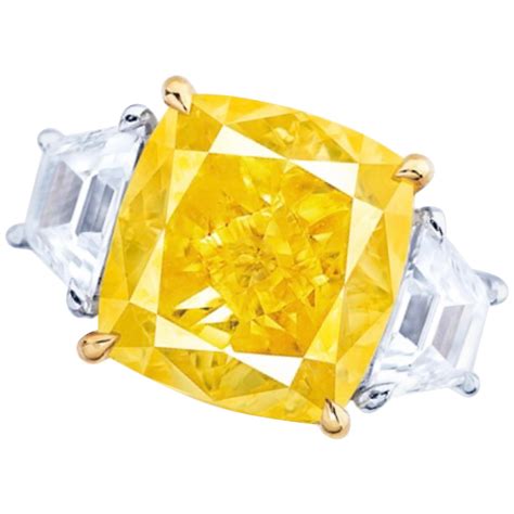 10 Carat Fancy Intense Yellow Diamond Ring Gia Certified At 1stdibs