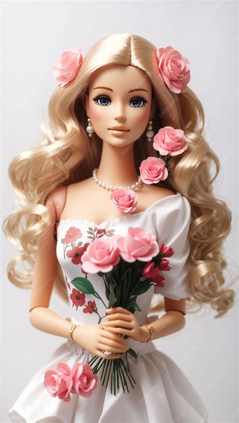 Premium Ai Image 2 Barbie Doll With Flowers In Hand Outline With