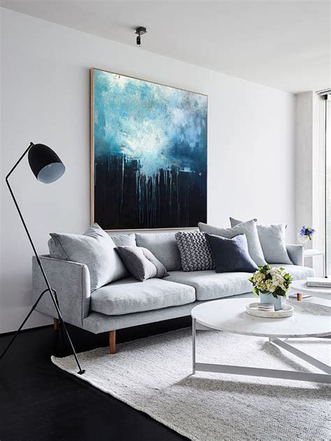Large Blue Abstract Art Sky Landscape Oil Paintingblack Etsy