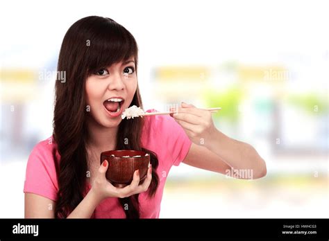 Asian Pretty Woman Eating Japanese Food Eat Concept Stock Photo Alamy