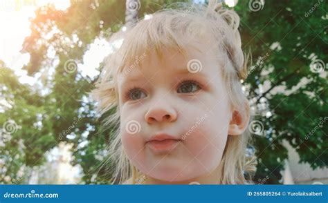 Close Upportrait Of A Happy Little Girl Stock Photo Image Of