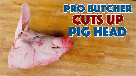 Pro Butcher Cuts Up A Pig Head Youtube
