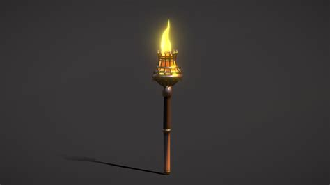 Non Textured Burning Torch 2 Download Free 3d Model By Nortenko