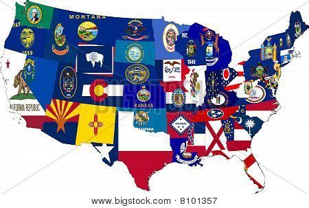 America Map States Collage Flags Image Photo Bigstock