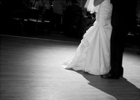 Artistic Black And White Wedding Photo Bride And Groom Share First Dance