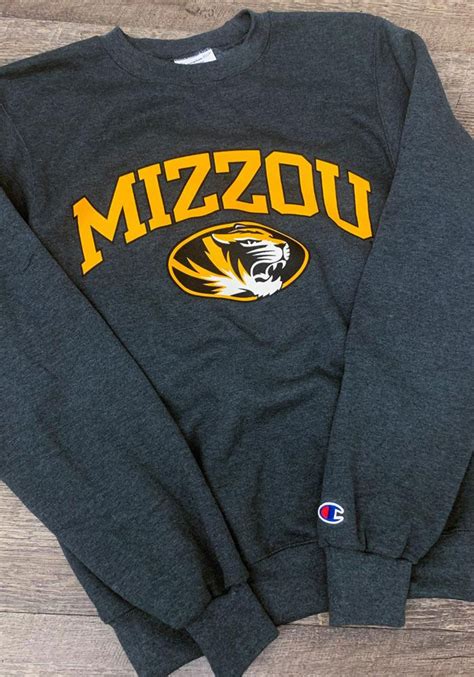 Champion Missouri Tigers Arch Mascot Sweatshirt Grey Sweatshirts Crew Sweatshirts Missouri