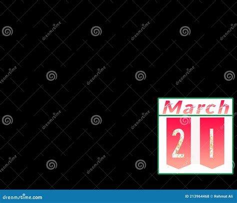 March 21 Calendar With Black Backgrand Stock Illustration