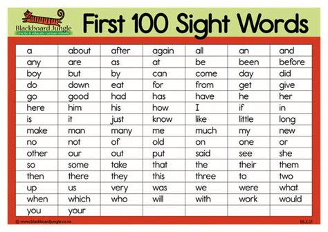 First 100 Sight Words A5 Blackboard Jungle