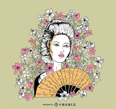 Free Vector Geisha T Shirt Design Vector Download