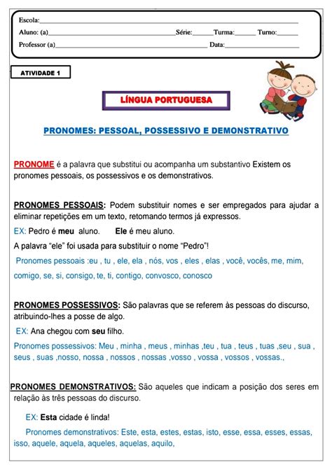 Blog Educação e Transformação Pronome pessoal possessivo e