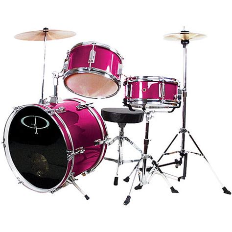 Gp Percussion 3 Piece Complete Junior Drum Set Metallic Pink Walmart
