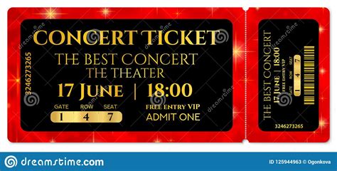 ticket template concert ticket  stars tear  ticket mockup  red starry glitter