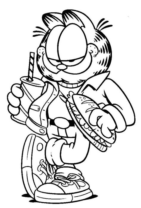 We have this nice hot dog coloring page for you. Garfield Eat Hot Dog Coloring Page : Coloring Sky
