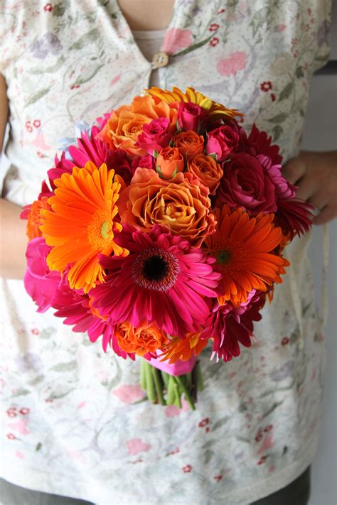 Hot Pink And Orange Wedding Bouquet Southeastern Mi And Northern Oh