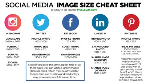 The Ultimate Social Media Cheat Sheet Image Sizes For 2020 In 2022