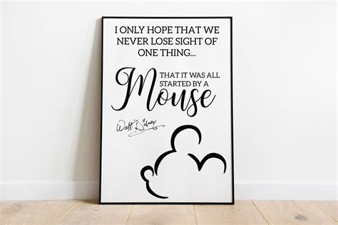 It Was All Started By A Mouse Walt Disney A4 Quote Etsy