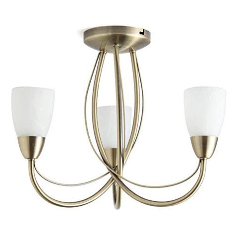 Semi Flush Madrid Decorative Arm Ceiling Light Satin Nickel Lamp With