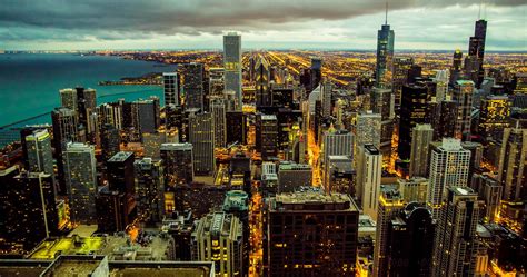 Chicago Skyline At Night 4k Ultra Hd Wallpaper High
