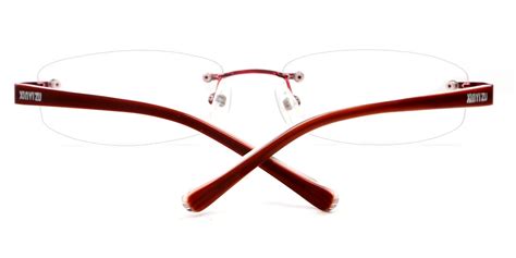 Red Rectangle Classic Rimless Metal Medium Glasses For Female From Wherelight