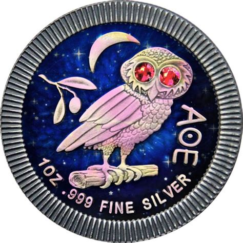 Niue 2020 2 Athenian Owl Night Sky 1 Oz 999 Silver Coin With Swarovski