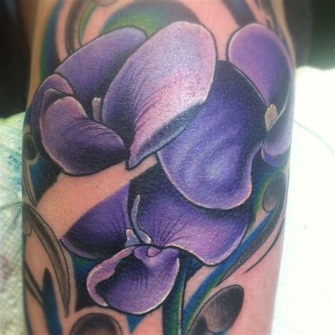Purple Flower Tattoos Sweet Pea Tattoo Violet Flower Tattoos