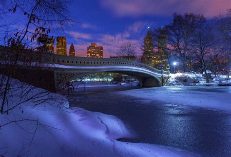 Central Park In The Snow At Night Wallpapers Wallpaper Cave