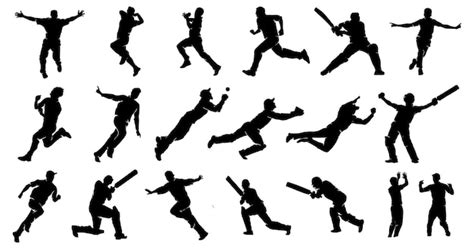 Premium Vector Set Of Cricket Players Batting Bowling Fielding