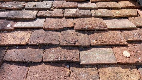Tiled Ancient Medieval Roof Background With Old Vintage Design Tiles