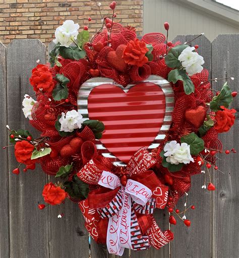 Valentine Day Front Door Wreath Valentines Day Wreath Love Etsy